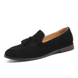 New Men Suede Loafers Shoes Tassel Design Business Shoes Men's Flats Big Size 47 Simple Slip on Male Mans Casual