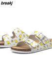 2023 New Summer Women Beach Cork Slippers Casual Double Buckle Clogs Slides Non-slip Outside