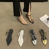 Summer New Personalized Pointed Cross Cross With The Wrist Buckle Clasp Cylindrical Small Thick Heel Sandals Women