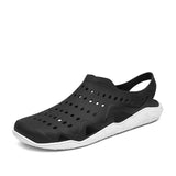 Men PVC Sandals Slippers Summer Hollow Out Breathable Casual Water Shoe Outdoor Lightweight Beach Sandals Non-Slip