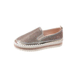Breakj And Autumn 2025 New Pine Cake Thick Sole Large Leisure Single Shoes Women's Footle Shoes Water Drill Sewing Lazy