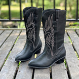 2023 Autumn And Winter Women's Leather Boots, Middle Boots, PU Pointed Sleeve, Large Size Women's