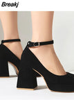 Chunky Heels Mary Janes For Women Pumps 2023 Spring Summer Leisure Comfy Women Office Lady Shoes big size