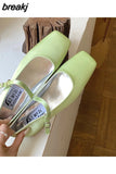 New Arrival Candy Color Style Sweet Buckle Mary Janes Shoes Women'S Shallow Mouth Casual Student Shoes Low Heels