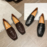 High Quality leather flats shoes woman slip on loafers 34-43 big size square toe oxford shoes woman comfy working