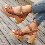 Breakj Coarse-Heeled Sandals Women 2024 Summer New Large-Size Buckle With High Heel Fashion