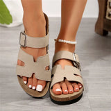 Breakj Summer New Large-Size Slippers Women With Thick-Bottomed Words Buckle Solid Color Casual Cold Slippers