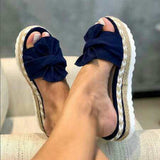 2021 Bow Sandals Summer Flat Shoes Butterfly-knot Shoes Women Designers Wedge Heel Ladies Beach Party Sand Women Shoes