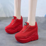 White Trendy Shoes Women High Top Sneakers Women Platform Ankle Boots Basket Femme Chaussures Femmes Height Increase