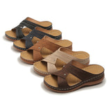 Shoes on Sale 2023 New Basic Women's Slippers Summer Retro Open Toe Wedges Slippers Casual Beach Ladies Shoes