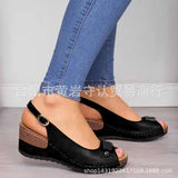Breakj Summer New Retro Romanpoo Heel Women's Shoes Comfortable Soft-Soled Fish Mouth Sandals