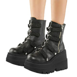 New Gothic Style Platform Vampire Cosplay Women Mid-calf Boots 2023 Winter Wedges Comfy Women Motorcycle Boots