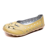 Flat Shoes Casual Shoes Leather Rubber Lofers Ladies Non-slip Cut Out Breathable Summer Women's Moccasins Plus