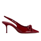Breakj Spring And Summer New Solid Color Bag Head Bows Fine Heel Sharp Sleeker Women's
