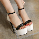 Shoe Size 41 42 43 44 45 Sandals Women Platform Shoes Sexy 16 CM High Heels Open Toe Buckle Nightclub Shoes
