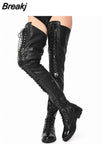New Female Boots Platform Square Heel Zip Cross-tied 2023 Winter Comfy Woman Over The Knee High Boots Shoes Big Size