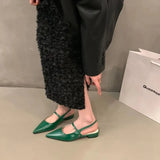 Sandals Woman Leather Suit Female Beige Shoes Lady 2024 Ankle Strap Shallow Mouth Cross Summer Heels Low-heeled Black New