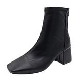 Breakj Boots 2023 New Female Boots Winter Head Behind The Zipper Short Boots Women's Coarse And Middle Boots
