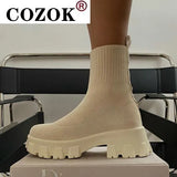 Autumn Winter New Couple Socks Shoes Women Thick-soled Casual Large Size Net Red Knitted Short Boots Women botas de