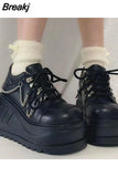 High Heeled Mary Jean Shoes New Hot 2023 Spring Summer Black Round Toe Punk Goth Pumps Ankle Buckle Cute Shoes Plus