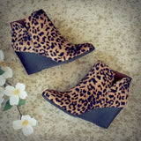 Toe Booties Winter Women Leopard Ankle Boots Footwear Platform High Heels Wedges Shoes Woman Bota
