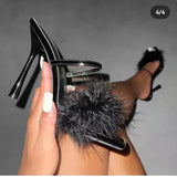 Breakj High-Heeled Slippers Women's 2025 Summer Square Large-Size Pure Color High Heels Fashion Wearing