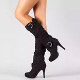 Breakj Autumn And Winter Large-Size And High-Hee Women's Boots Long-Sleeve Women's Boots Wish Waterproof Platform Elastic