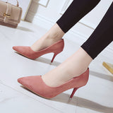 Breakj Spring New Large-Size High-Heeled Single-Shoe Rubber Sheel Fine Heel Light-Mouthed Women's Velvet High-Heeled