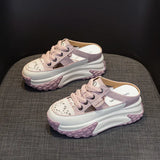 Breakj Summer Head Hollow Half-Slippers Women Wear Internal High Casual Shoes Fashion Thick Soles Pedal