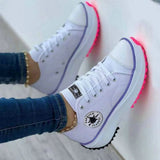 White Canvas Shoes Women Sneakers Solid Lace-Up Casual Platform Shoes for Women Zapatos De Mujer Chaussure
