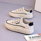 Breakj Round Head Single Shoes Women Wear 2025 Autumn New Lace-Collage Casual Shoes With Thick-Soled Rocking