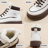 Breakj Bottom Cotton Shoes Female Students Winter Add Velvet Add Thick 2024 New Casual High Help Casual Shoe Board Shoes Female