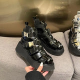 2021 Summer Women High-Tops Sandals Cut-Outs Shoes Sexy Silver Black High Heels Gladiator Woman Plus
