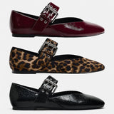 Breakj Black Ribbon With Buckle Mary Jane Flat-Bottomed Ballet Shoes New Flat-Heeled Round Head Shallow Single Shoe