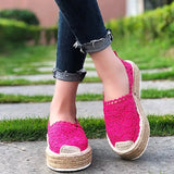Shoes 2021 Fashion Summer Casual Shoes Cutouts Lace Canvas Hollow Breathable Platform Flat Shoes Woman