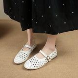 Breakj Hollow Mary Treasure Shoes Women 2025 Autumn Round Head Casual Button Button Single Shoe Trend Hit Female