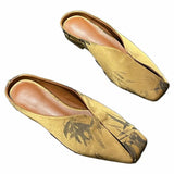 Chinese Style Flat Bottom Bag Head Half Slippers Women 2025 Summer New Slippers Women Wear Retro Cold