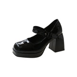 Temperament Thick With Retro Single Shoes Female 2023 Autumn New Bright Light Shallow Mouth Student Mary Jane Small Leather Shoes