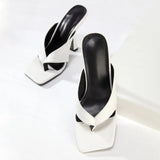Women Temperament White Office High Heels Summer Fashion Personality Flip Flops Slip-on Comfortable Ladies Women