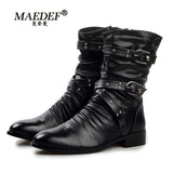 British Style Men's Boots PU Buckle Boots Men Casual Warm Cotton Boots Fashion Black Non Slip Winter Boots Men