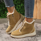 Thiken Plush Winter Boots Women 2023 Lace Up Anti-Slip Platform Snow Boots Woman Thick Sole Cotton Padded Shoes Size
