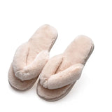 Fur Women Home Slippers Autumn Winter Warm Flat Ladies Shoes Slip on Plush Women Flip Flops