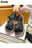 Sandal Woman Luxury 2023 Summer Clogs With Heel Female Shoe All-Match Med Fashion Thick Girls Comfort Medium Beige