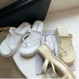 Women 2023 Summer Platform Slippers Clip Toe Solid Wedges Shoes Outdoor Beach High Heel Ladies Shoes Casual Slides Flip