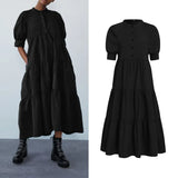 Women's Summer Dress Bohemian Sundress 2022 VONDA Vintage Lantern Sleeve Swing Party Long Dress Casual Robe
