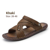 Leather Sandals Men Outdoor Beach Sandals Comfortable Fashion Mens Breathable Rubber Flip Flops Shoes 2020 Large