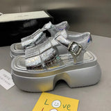 Hollowed-out Breathable Thin Roman Sandals Women New All-match High-heeled Platform Sandals Thick Heel