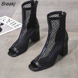 Women High Heels Shoes Ballroom Latin Tango Dancing Boots Soft Soles Cut-Outs Party Dance Pumps Zipper Sexy Zapatos Mujer