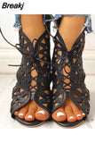 Summer New Shoelaces Gladiator Boot Leisure Wedge Heel Comfort Women Shoes Plus Size Women Sandals Zapatillas De