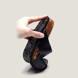 2023 Unisex Fashion Men Beach Cross Cork Slippers Summer Solid Color Non-slip Outside Women Slide Shoe High